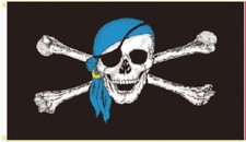 3X5 BLUE PIRATE W/ SCARF HAT JOLLY ROGER PIRATE FLAG BANNER 100D