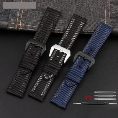 Canvas & Leather Watch Strap Band Replacement For Panerai Pam441 Pam111 Pam00984