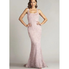 TADASHI SHOJI Pip Eyelash Yarn Spaghetti Strap Gown size M 