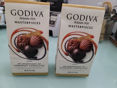 Lot Godiva Masterpieces Legendary Chocolate Milk & Hazelnut 5 Oz 2 Packs