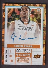 Jawun Evans Draft Collect Ticket Rookie Autograph #81 Orange /23
