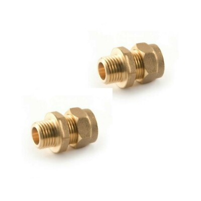 2 x 8 mm MESSING-KLEMMVERSCHRAUBUNG AUF 3/8 ZOLL BSP-STECKER ADAPTER GASROHRVERBINDER