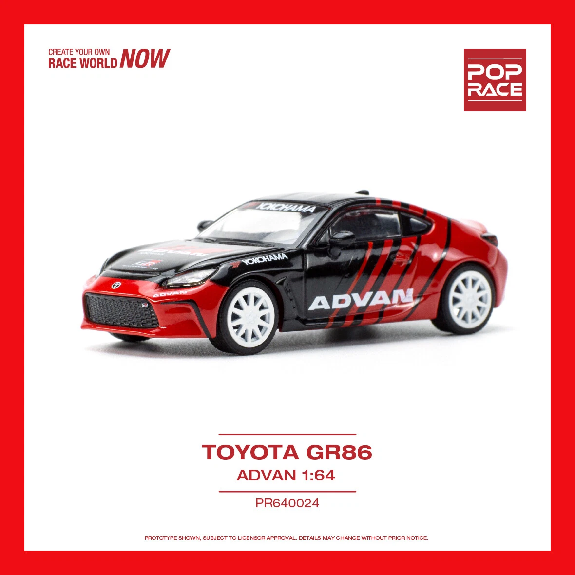 NOV 2023 POPRACE 1/64 TOYOTA GR86 ADVAN RACING CAR PR64-24