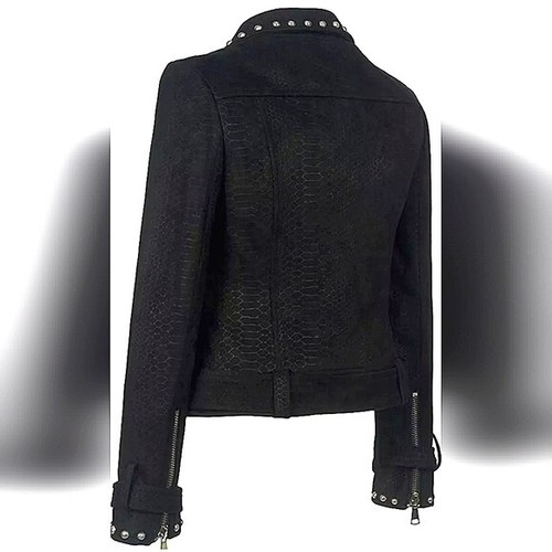 Chaqueta de Motociclista SX Negra Tachonada Remache Estampado Serpiente Cinturón Talla XS Regalo - Imagen 4 de 8