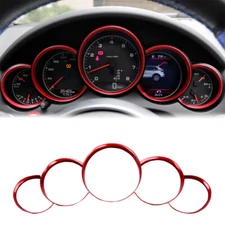 5pcs Red Plastic Cluster Gauge Dash Ring Trim Cover Fits 11-18 Cayenne S GTS