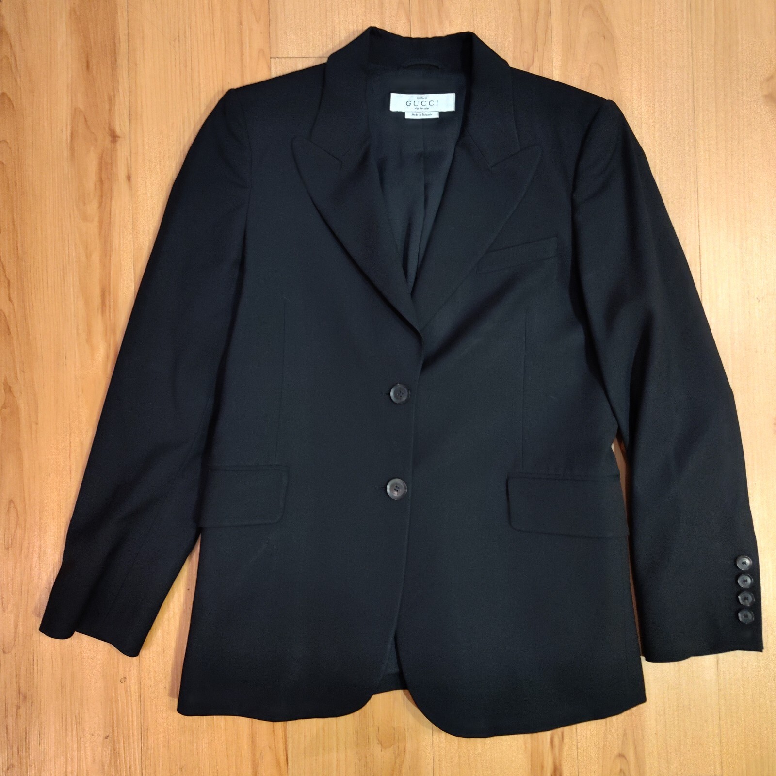 Gucci Women's Black Two Button Wool Blazer Sz 42