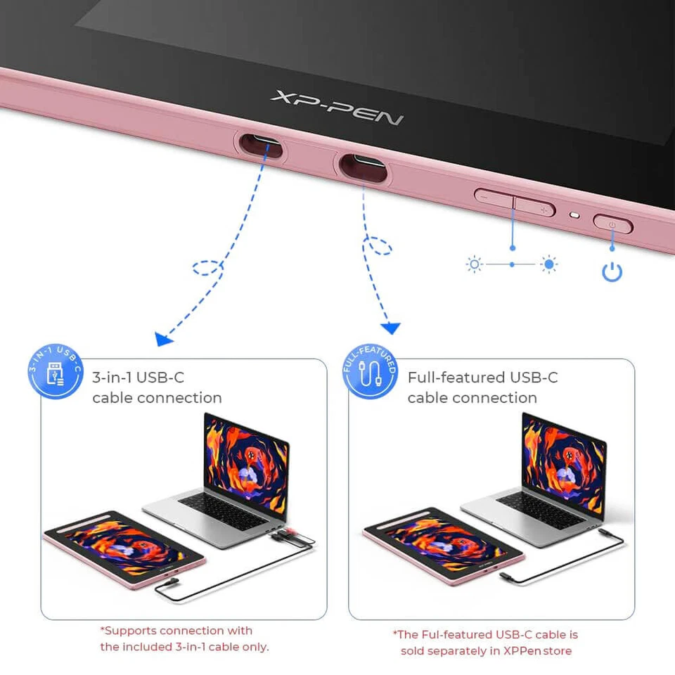 1PC Pink Battery-Free XPPen Artist 16 2nd Drawing Pen Display Digital Art Tablet - Image 4 of 4