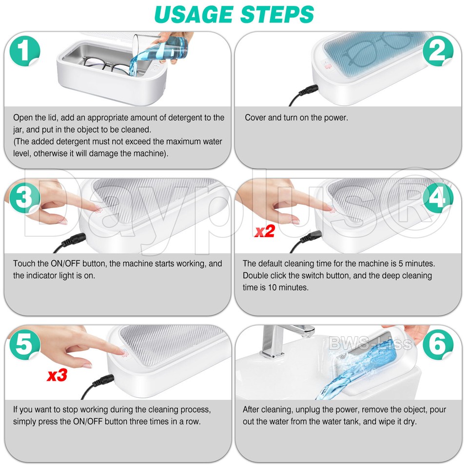 40W 22oz Ultrasonic Cleaner 48kHz, Portable, Cleans Jewelry