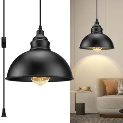 Plug in Pendant Light Hanging Lights with Plug in Cord, Hanging Lamp with 