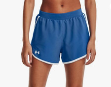 Womens Under Armour Fly By 2.0 Running Shorts UA Victory Blue White L Large NWT