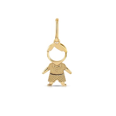 14K Echt Massiv Gelbgold Baby Kleiner Junge Kinder Anhänger Charm Halskette 18 Zoll