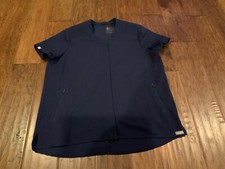 Figs Womens Small Limbe Pintuck Scrub Top Navy Blue Technical W19SW1017 Hidden