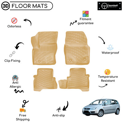 Custom Molded Rubber Floor Mat Fits For Ford C Max 2003 - 2010 Beige