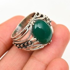 Green Onyx Men's Ring 925 Sterling Silver Beautiful Handmade Ring All Size M777