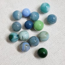 Vintage Blue Green Grey Swirl Marbles Lot Of 14