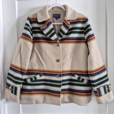 Pendleton La Grande Southwestern Coat Size Large Vintage Inspired Wool Stripe