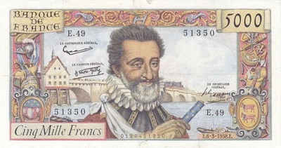 5000 Francs Henri IV du 6-3-1958 FAY 49.06 Alph. E.49 - Photo 1/2