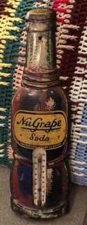 1940’s Vintage Die Cut Nu Grape Soda Cola Tin Non Porcelain Thermometer Sign WOW