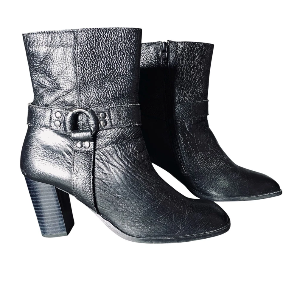 Botines de cuero negro dos labios para mujer 8,5 Foto 3 de 4