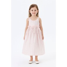 Bonnie Jean girls pink eyelet bow dress Size 4 tie back zip spring summer