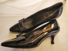 Vintage Bruno Magli Black Patent Leather Heels Pumps With Bows 38 — photo 2