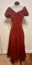Vintage mid-late 1940s Red Velvet Dress, small, 31 Bust/25 waist, wearable