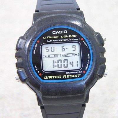 Retro Casio DW-280 90s Digital Watch Japan Resin Black Water Resist