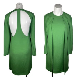 Robe femme Gucci taille 38 100% soie verte découpes dos manches longues