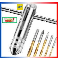 Kit Tarauds M3-M8 Acier Titane + Tourne à Gauche Clé à Cliquet, 5 Pièces