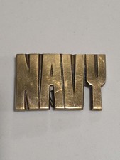 4198 AWESOME VINTAGE 1970s  NAVY  ARMED FORCES SOLID BRASS MENS BELT BUCKLE