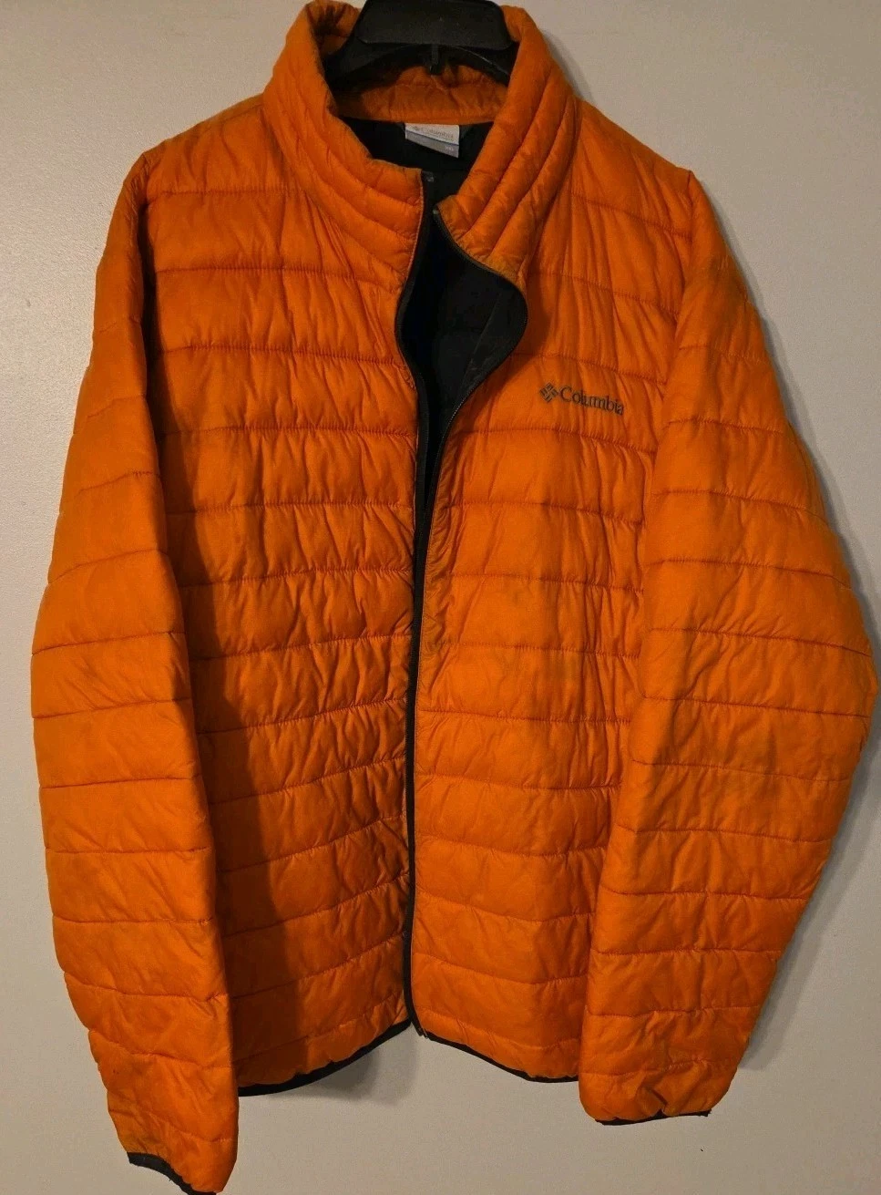 Columbia Men’s Orange Puffer Jacket Nylon Polyester Insulation Size 2XL