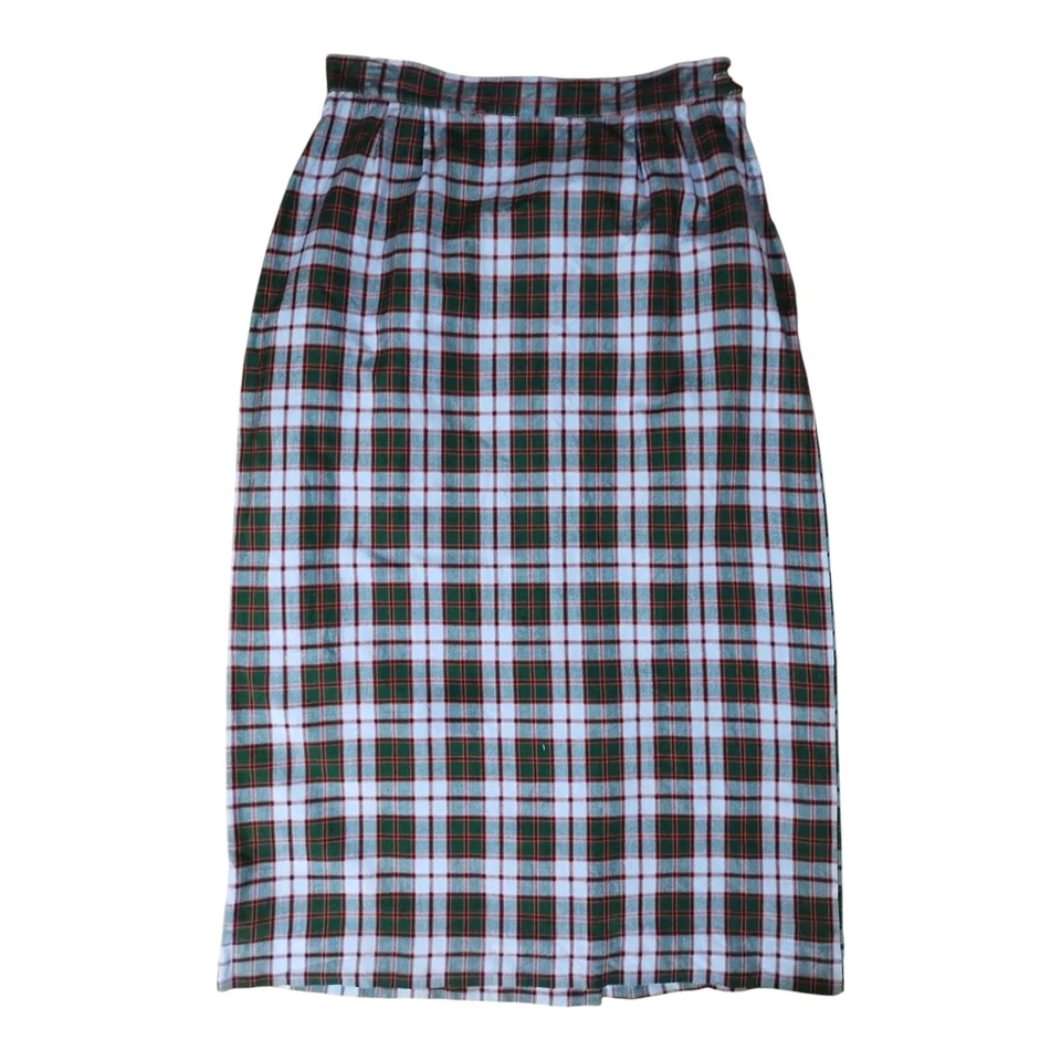 Vintage 60s Marie Phillips Plaid Top & Skirt Dark Green, Red, Gray 2 Pc Set  - Image 4 of 4