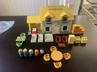 Vintage 1969 Fisher Price Play Family House 952 Blue Yellow w Furniture