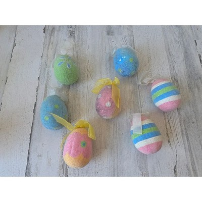Vintage sugared glitter Easter ornament spring egg life size large striped