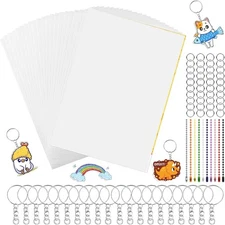 150PCS Shrinky Plastic Sheets Kit, Shrink  Keychain Kit for Kids Marking,4801