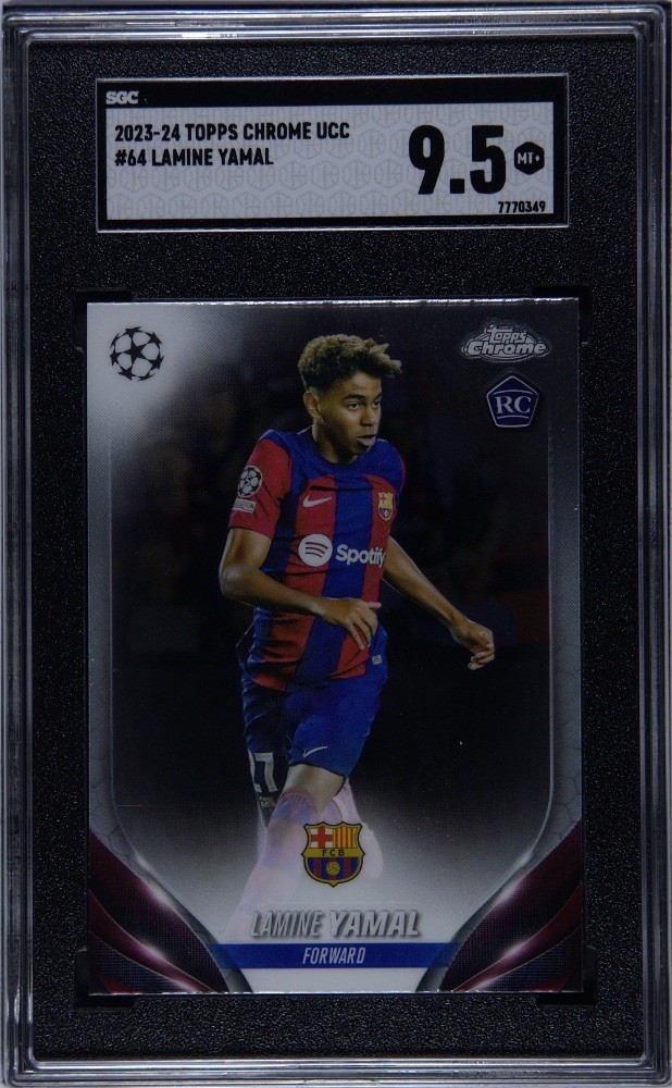 LAMINE YAMAL FC BARCELONA 2023-24 TOPPS CHROME UCC ROOKIE SGC 9.5 MINT+ view 1