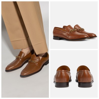 Gucci Chain Interlocking GG Loafer Brown Italian Leather  display picture 2