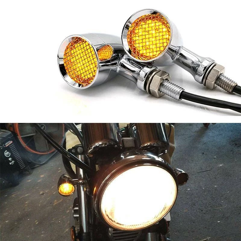 Luz indicadora intermitente LED de señales de giro cromadas para motocicleta para Harley Davidson D Foto 2 de 4