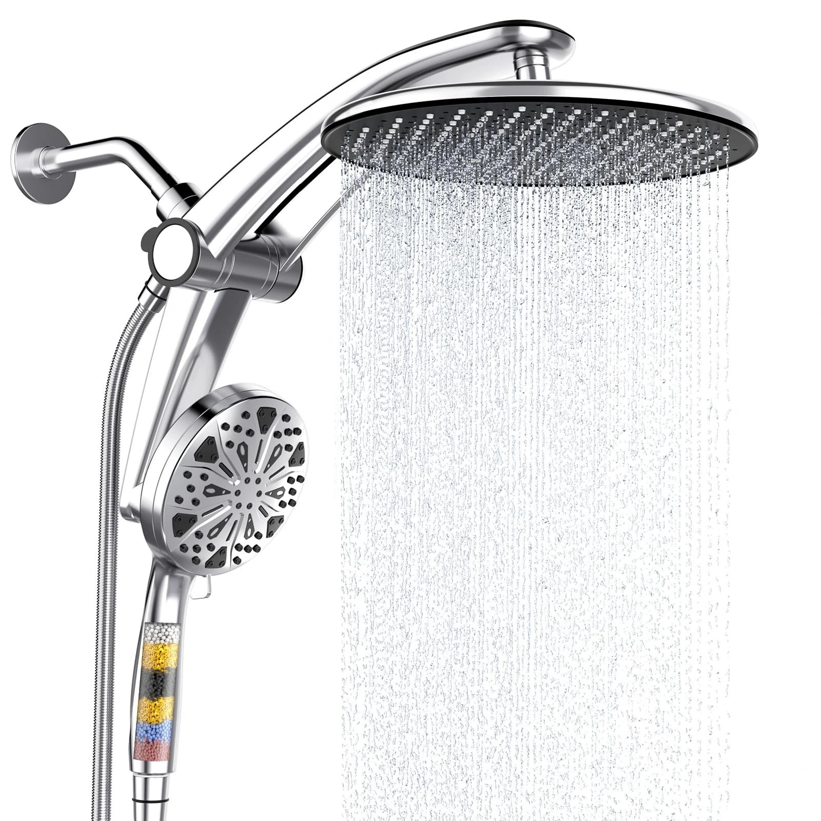 Shower Head with filtered Handheld High Pressure daul Heads Chrome