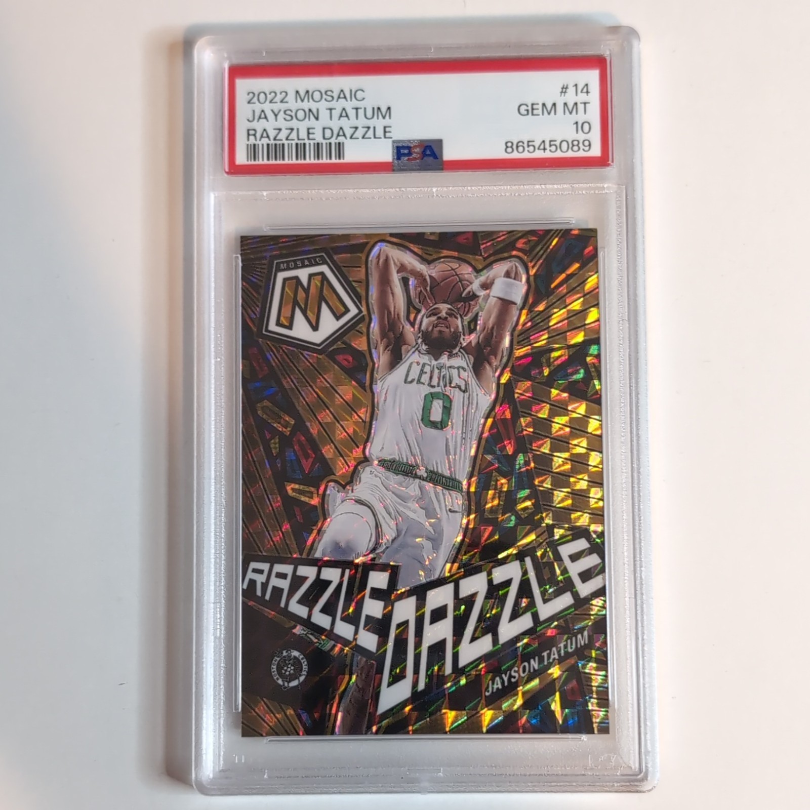Panini 2022-23 Mosaic Razzle Dazzle Jayson Tatum #14 Celtics Basketball PSA 10
