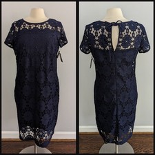 Women's Nine West Navy Lace Dress Shift Size 8 Medium NEW WITH TAGS