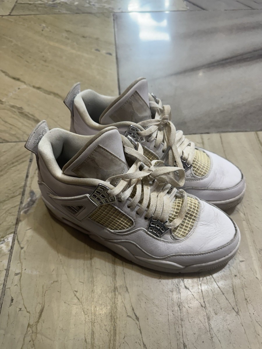 Nike Air Jordan IV Retro Pure Money White Silver 308497-100 Size