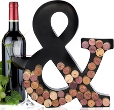 Metal Letter Wine Cork Keepsake Saver & Holder Monogram w/Free Wall Mount Kit A-