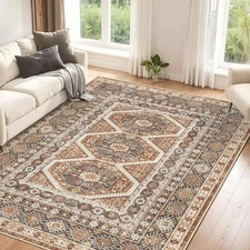 Living Room Area Rugs Washable: Super Soft Oriental Non-Slip Indoor Rug Vinta...