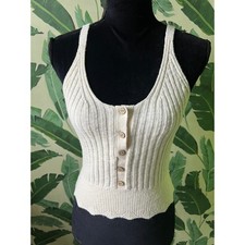 Abercrombie  Fitch Ribbed Knit Tank Top Women Medium Cream