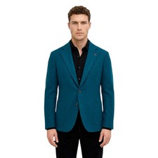 7025 ISAIA NAPOLI "Domenico" Petrol Blue Jacket Sport Coat Knit 100 Cashmere