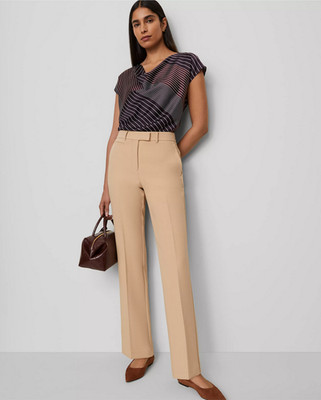 NEW ANN TAYLOR $119 CAFE AU LAIT BRIDGETTE HIGH RISE STRAIGHT PANTS SZ 8T 8 TALL