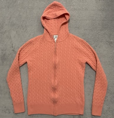 Sutton Studio 100% Cable Knit Cashmere Full Zip Hoodie Sweater Youth Girl M READ