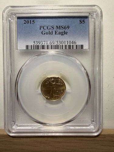 2015 $5 Gold Eagle PCGS MS69 1/10 oz American Gold Coin BU