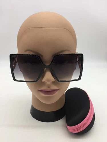 Dior Women's Square Oversized Black Trendy Sunglasses 62-17-142 Grey Lenses